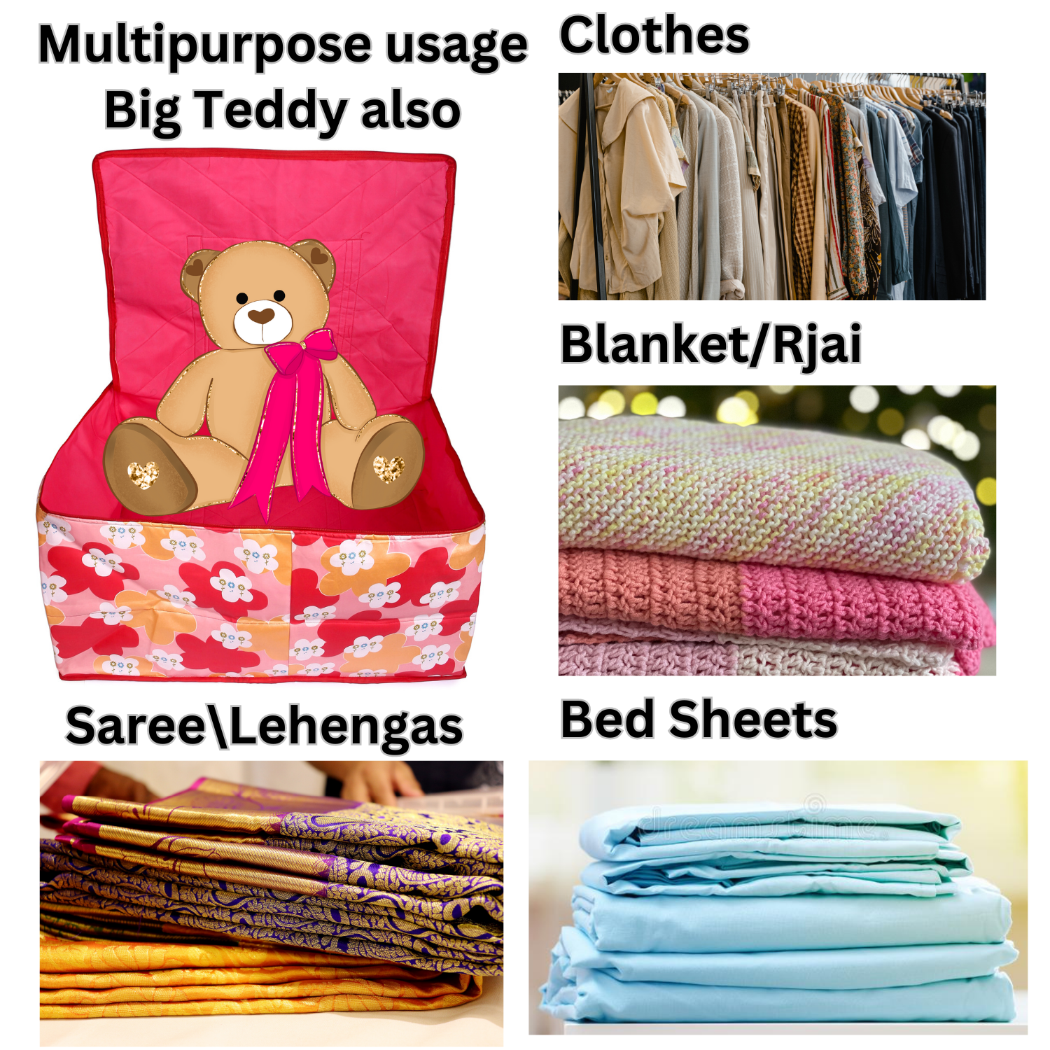 Jumbo Storage Bag for Blanket, Saree, Double Bed Quilt - Image 5