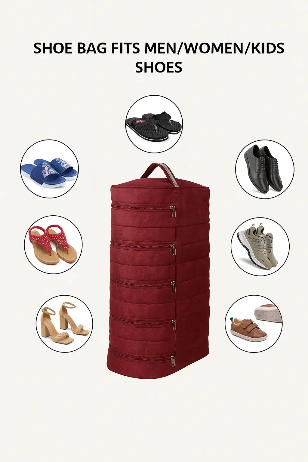 Peafowl 5 Pocket Shoe Organizer Bag for Travel & Storage | Foldable Polyester Shoe Cover for Men & Women | Portable Travel Shoe Bag - Image 2